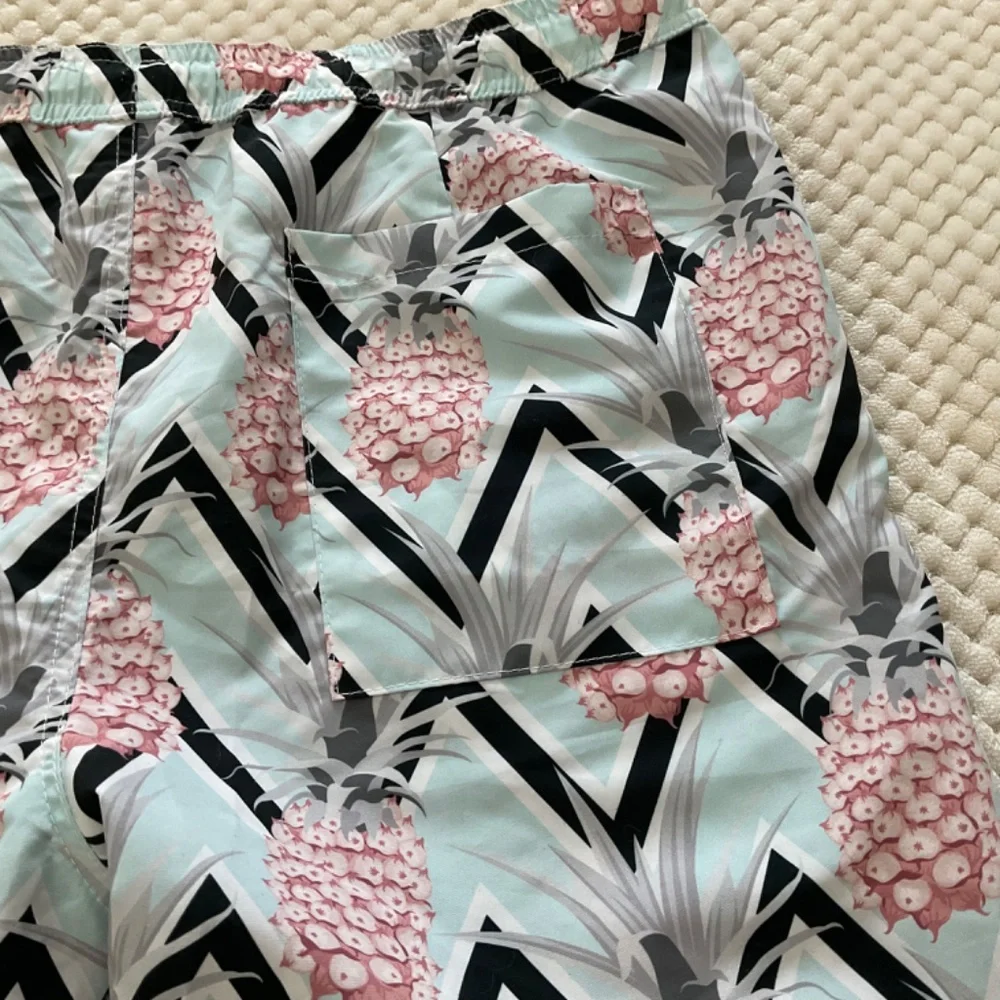 Hawaii Five-O‎ Davin Swim Shorts - Teal with Pink Pineapples - Size 2X